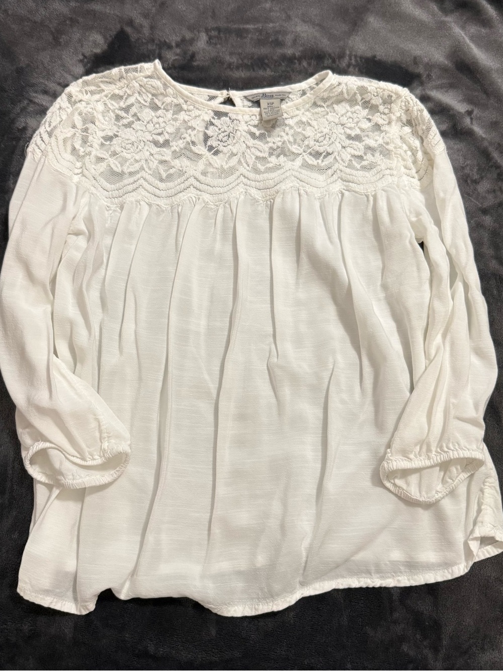 G.H. Bass & Co. White Lace-Yoke Peasant Top